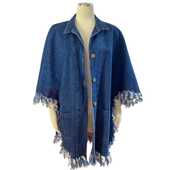 RAMA vintage denim poncho jacket - Picture 5 of 13